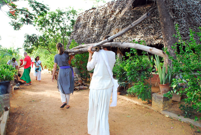 Premananda Youth helping at the Ashram's nursery